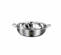NonMiFyR à Double Compartiment Acier Inoxydable Casserole Divisée Poignée Épaisseur Nettoyage Rapide Compatible Tout Feu, 36 Cm, Pot À Fondue Double Yuan Yang