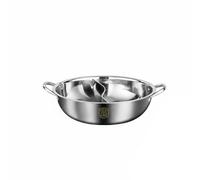 NonMiFyR à Double Compartiment Acier Inoxydable Casserole Divisée Poignée Épaisseur Nettoyage Rapide Compatible Tout Feu, 32 Cm, Pot À Fondue Double Yuan Yang