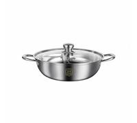 NonMiFyR à Double Compartiment Acier Inoxydable Casserole Divisée Poignée Épaisseur Nettoyage Rapide Compatible Tout Feu, 28 Cm, Pot À Fondue Double Yuan Yang Avec Couvercle