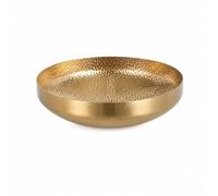 NonMiFyR Assiette Creuse en Acier Inoxydable Plat Saladier Plateau Stable Base Plane Bords Roulés Prise Confortable Adaptée aux Salades Soupes Fruits Service de Table, Doré, 26CM