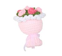 NonMiFyR Bouquet de Fleurs Tricotées, Fleurs Au Crochet, Tissées à La Main, Cadeau de Saint-Valentin, D'anniversaire, pour Elle, Maman Ou Femme, Rose