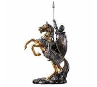 NonMiFyR Chevalier Statuette Sculpture Figurine Statue Décorative en Résine Inspirée du Moyen Âge Motif Guerrier sur Cheval Détails Authentiques Adaptée pour, 28-13-48cm Neuf