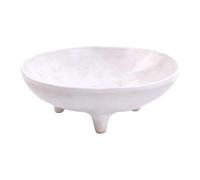 NonMiFyR Coupe Fruitier Bol à Fruits Céramique Pieds Plat Présentoir Confiseries Plateau Organisation Ornement Rustique Destiné Salon Salle à Manger Bureau, Blanc Dia 10.5 Cm