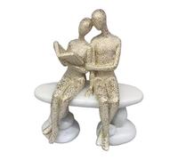 NonMiFyR Couple de Lecteurs - Figurine de Bureau, Cadeau Unique pour Le Bureau, Figurine Pensive En Résine, Sculpture pour Meuble Ou Couple Marié, Anniversaire, Beige