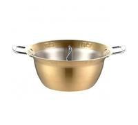 NonMiFyR Double Compartiment Inox Séparation Épaisse Forme Ronde Polyvalente Adaptée Réunion Familiale Repas Collectif Cuisine Professionnelle, 28CM, Gold Divided Flat