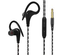 NonMiFyR Écouteurs Sport Filaires Stéréo Intra Auriculaires Son Net Confortables avec Intégrés Commande en Ligne pour Appels Adaptés à La Salle de S, Le Noir