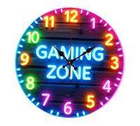 NonMiFyR Horloge Murale Créative pour Salle de Jeux, en Acrylique, Ronde, Silencieuse, Ornement Moderne, Décoration Pratique pour La Salle de Jeux, Horloge Déc, Diamètre 25cm