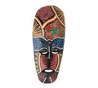 NonMiFyR Masque Africain Mural Décoratif en Bois Sculpté Main Inspiration Artisanat D'Afrique Convient à La Décoration de Maison Bar, 10.5x25cm