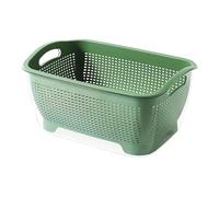 NonMiFyR Panier Égouttoir Double Couche Bol Égouttoir Riz Passoire Cuve Drainage Grains Poignée Amovible Adapté pour Cuisine Nettoyage Préparation Alimentaire, vert grand