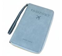 NonMiFyR Porte-Documents de Électronique pour Documents Billets d'avion Passeports Cartes Bancaires et Stylo avec Technologie Anti- Cuir PU Adapté aux, Bleu Ciel
