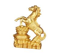 NonMiFyR Sculpture de Cheval, Figure Feng Shui Chinoise En Résine, Adorable Décoration de Table, Sculpture Animale pour Bureau Ou Cheminée, or