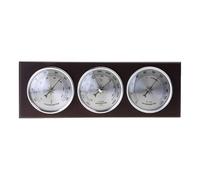NonMiFyR Station Météo Rectangulaire Thermomètre Baromètre Hygromètre Mesure Température Humidité Pression Atmosphère Support Murale Métal Bois Adaptée à, Horizontal