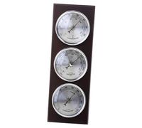 NonMiFyR Station Météo Rectangulaire Thermomètre Baromètre Hygromètre Mesure Température Humidité Pression Atmosphère Support Murale Métal Bois Adaptée à, Verticale
