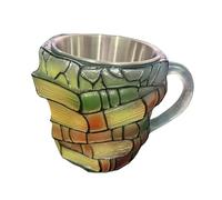 NonMiFyR Tasse de Café Livres Empilés Peinte à la Main Résine Motif 3D Création Artistique pour Bibliophile Convient à la Décoration de Bureau Cadeau, Style B