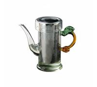 NonMiFyR Théière Industrielle en Verre Borosilicate Artistique Infuseur Intégré Poignée Dragon Soufflée Bec Verseur Anti-goutte Adaptée à la Préparation Thé, 250ML, PoignéeDragonInox