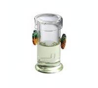 NonMiFyR Théière Industrielle en Verre Borosilicate Artistique Infuseur Intégré Poignée Dragon Soufflée Bec Verseur Anti-goutte Adaptée à la Préparation Thé, 190ML, Verre Feuille Colorée