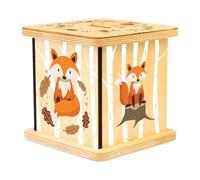 NonMiFyR Tirelire Carrée en Bois, Idéale pour épargner. Cadeau Parfait pour Le Bureau, Noël Ou Une Chambre d'enfant, Renard