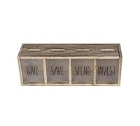 NonMiFyR Tirelire en Bois à Quatre Compartiments, pour économiser, épargner, Investir et Idéale pour L'éducation Financière et Parfaite pour, Brun