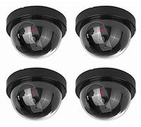 NONMON 4 Pack Dummy Security Dome Cameras with Flashing LED Lights Black