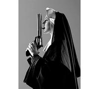 Nonne avec un pistolet affiche et imprime moderne Designer Art toile peinture mur Art photo for salon décor pas de cadre (Color : C19, Size : 30X45CM NO FRAME)