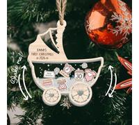 NONNIE Décoration de Noël personnalisée pour berceau de bébé 2024, 1er Noël pour bébé, ornement de bébé avec nom, décoration d'arbre de Noël, cadeau d'anniversaire, cadeau de naissance