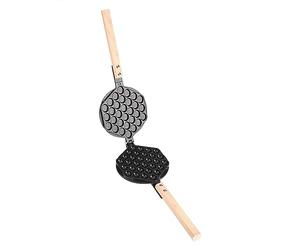 Nons Aluminium E Bubble Waffle Maker Pan avec Poignée en Bois pour l'utilisation de la Cuisine Polyvalente
