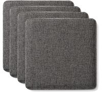 Nonslip Memory Foam Square Chair Cushions11 x11 Washable Kitchen & Bar Stool Pads 4Pack Dark Gray Removable Seat Cushions for Comfort & Style