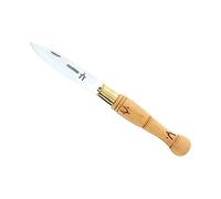 Nontron 87308 Couteau lame acier inox T12, manche 10,5 cm boule en bois buis pyrogravé