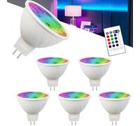 Noobibaba MR16 Ampoules LED avec Changement de Couleur, 12 Multicolores 5W 12V, RGB+CCT Blanc Chaud Pour une Lumière du Jour Fraîche, RGB MR16 avec Télécommande, équivalent 35 Watts, Paquet de 6