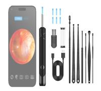 NOOGRRFA Cuillère Auriculaire Visuelle,Transmission D'images WiFi,Élimination du Cérumen,6 LED,Endoscope HD,Portée De 1,5M,Conception Étanche,Chargement De Type C,avec 7 Cuillères Auriculaires,Black