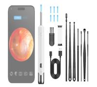 NOOGRRFA Cuillère Auriculaire Visuelle,Transmission D'images WiFi,Élimination du Cérumen,6 LED,Endoscope HD,Portée De 1,5M,Conception Étanche,Chargement De Type C,avec 7 Cuillères Auriculaires,White