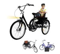 NOOGRRFA Tricycle Électrique 350W pour Adultes,36V,Batterie 12Ah,Pneus 24X1,0,Siège Multifonction,25Km/H,Autonomie De 30 À 40Km,Charge De 300Lb,Traction Et Transport D'objets,pour Les Courses,Black