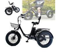 NOOGRRFA Tricycle Électrique Pliable À Gros Pneus 20X4 Pouces, Moteur 500W, Batterie 48V 13Ah, 7 Vitesses, Phares À LED, Tableau De Bord, Panier De Rangement, 35Km/H, Autonomie 32Km