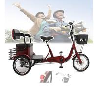 NOOGRRFA Tricycle Électrique Pliable pour Personnes Âgées,Transmission À 8 Roulements,Sensibilité De Freinage,Capacité De Charge De 200Kg,Rangement Fermé,pour Les Déplacements Quotidiens,Red