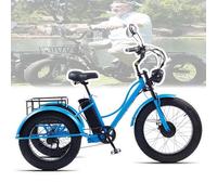 NOOGRRFA Tricycle Électrique pour Adulte 750W,Pneus Larges De 24 Pouces,Batterie 48V 15Ah,7 Vitesses Réglables,25Km/H,avec Écran LCD Et Phare,Freins,Panier De Rangement Arrière,pour Adultes,Blue