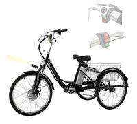 NOOGRRFA Trottinette pour Personnes Âgées, Pneus 24 Pouces, 3 Modes De Conduite, Boîte De Vitesses 3 Vitesses, Charge Maximale 150 Kg, Inclinaison 30°, avec Panier De Rangement,Black