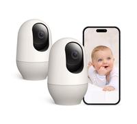 Nooie Moniteur de bébé WiFi avec caméra 360 degrés avec vision nocturne 2K, suivi de mouvement AI/détection de mouvement, fonctionne avec Alexa, carte SD 32 Go et cloud