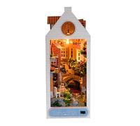 Nook De Livre Cabine Miniature - 16x9.2x23.1cm House en Bois, Puzzle Maison, Kit Miniature, Modèle D'artisanat À La Lumière LED | Décoration Coiffes Artistique, Cadeau des Collectionneurs pour