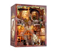 NookMaster Kit Book Nook avec lumière LED Maison de poupée miniature DIY | Kit de maison miniature de cowboy - Maison de poupée - Décoration d'étagère - Puzzle en bois 3D - Cadeau pour adultes