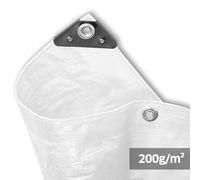 NOOR Bâche de Couverture Super - 200g/m² - 6x8 m - Blanc - Bâche Tout Usage pour Protection Contre Les intempéries - Idéale pour Le Jardin - stabilisée UV, enduite des Deux côtés, imperméable