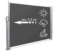 NOOR Store latéral exclusif - 200 x 350 cm - Anthracite - Brise-vue idéal pour balcon, terrasse et jardin - Protection solaire / protection contre la pluie / protection contre le vent - Avec fixations - Imperméabilisé et imperméable