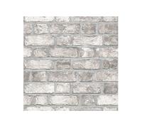 Homestyle Papier peint Brick Wall Gris et blanc cassé Blanc