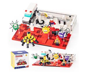 NOORZA Kit de Construction Éducatif STEM dès 6 Ans - Le Système Immunitaire en 741 Pièces avec Laboratoire, Ambulance, Cellules, Microbes et Figurines - Cadeau Enfant