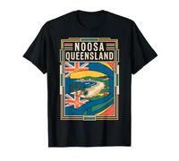 Noosa Drapeau Queensland Plage Côtière Baie Headland Art Rétro T-Shirt