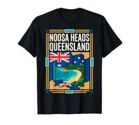 Noosa Heads Drapeau Australie Queensland Beach Coast Art rétro T-Shirt