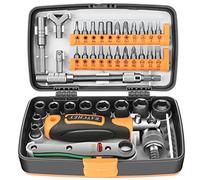 Noosverl Jeu Douilles et d'embouts 38pcs 1/4", d'outils à tournevis à cliquet - Coffret à cliquet - Petit jeu d'embouts