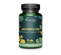 NOOTROPIC Pro | Mémoire + Focus | 90 Gelules (3 MOIS) | Bacopa + Ginkgo Biloba + Ginseng | Sans caféine | Avec Vitamine B | Vegan | SANS ADDITIFS | Vegavero®