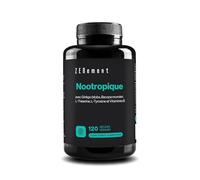 Nootropique - Formule pour augmenter l'énergie, concentration, fonctions cérébrales, l'agilité mentale et mémoire - Ginkgo Biloba, Bacopa, L-Théanine, Tyrosine et Vitamines B6 & B12-120 Gélules