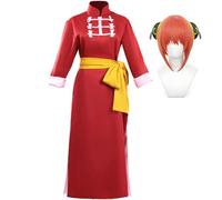 Noowye Costume de cosplay Anime Kagura - Uniforme rouge - Cape chinoise - Tang Dynasty - Vêtements traditionnels avec accessoires pour cheveux - Pour Halloween, carnaval