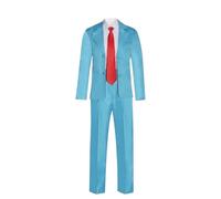 Noowye Costume de cosplay Animé Sousuke Shima - Bleu - Uniforme scolaire - Jaune - Perruque rouge - Cravate de Noël et d'Halloween - Uniforme pour la performance sur scène scolaire